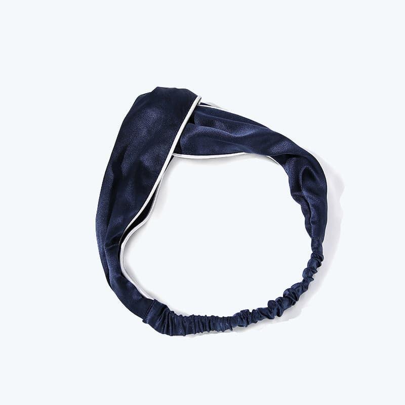 Piping Elastic Silk Hair Bands For Ladies, Navy