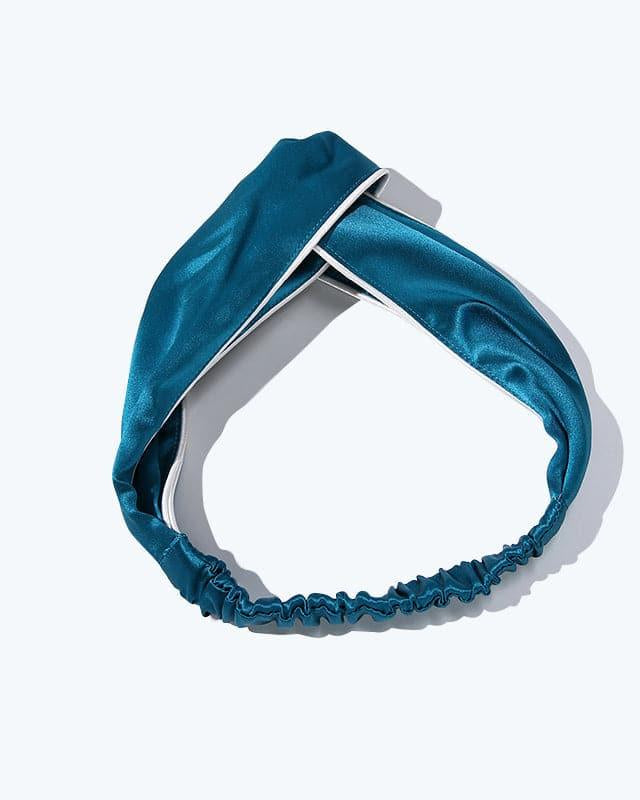 Piping Elastic Silk Hair Bands For Ladies, Peacock Blue