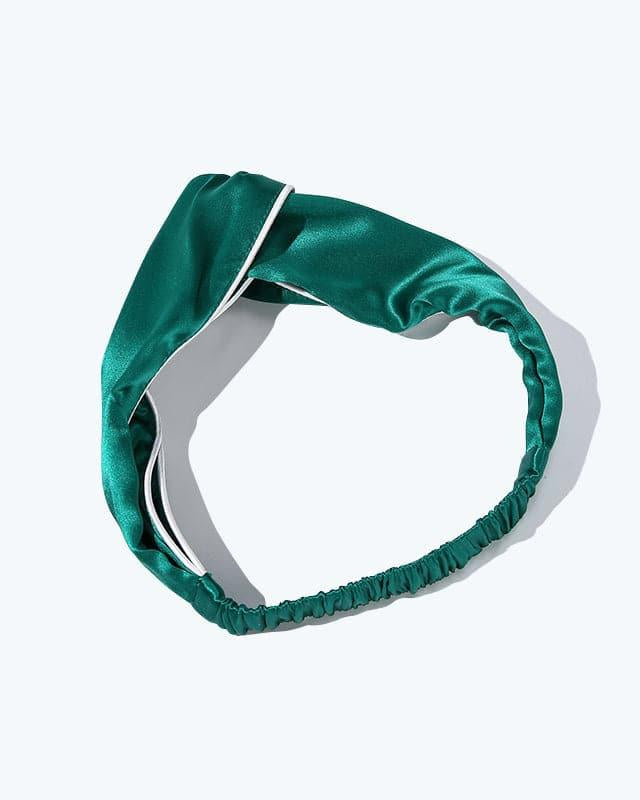 Piping Elastic Silk Hair Bands For Ladies, Dark Green