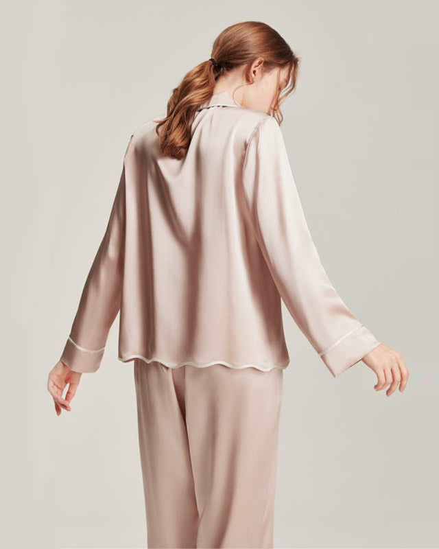 Washable Silk Pajamas Set for Women Pink