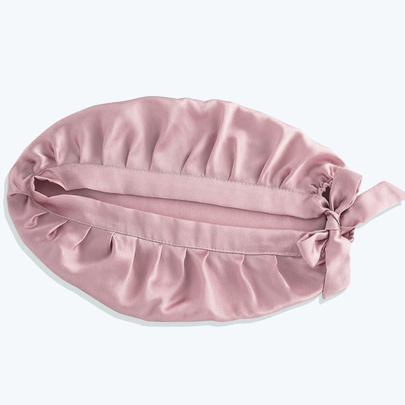 Silk Hair Care Sleep Cap With Bow Knot, Pink