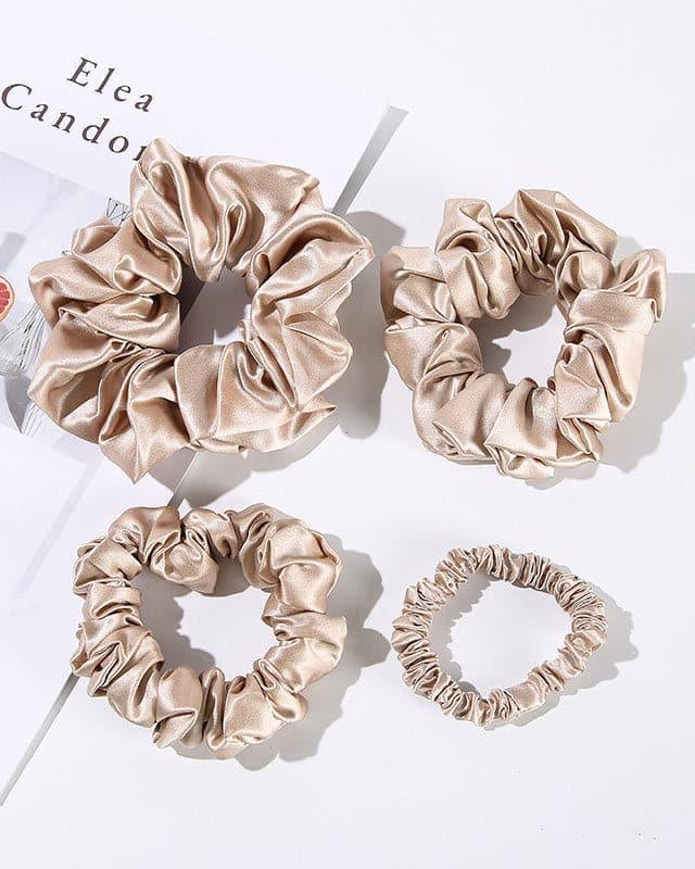 22 Momme Silk Hair Scrunchies 4PCS, Champagne