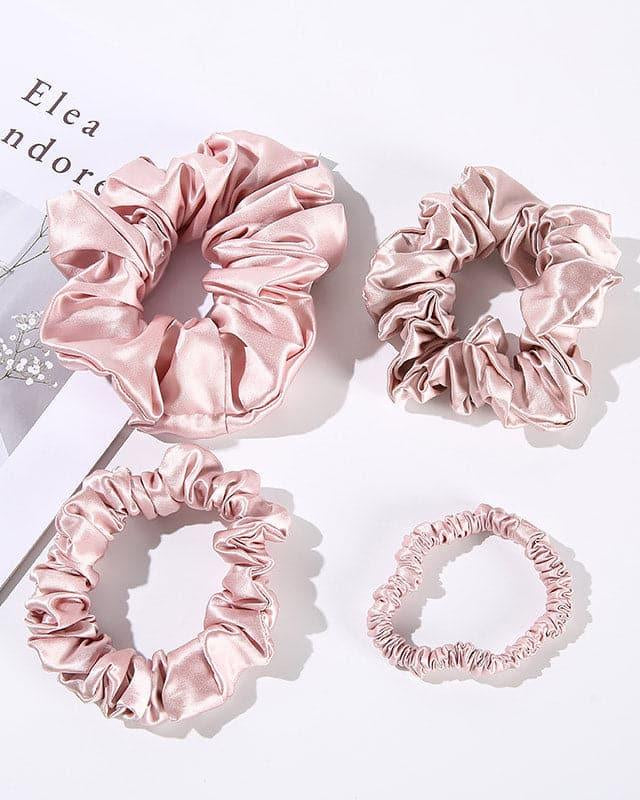 22 Momme Silk Hair Scrunchies 4PCS, Light Pink