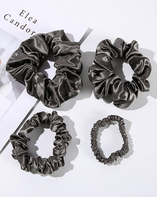 22 Momme Silk Hair Scrunchies 4PCS, Black