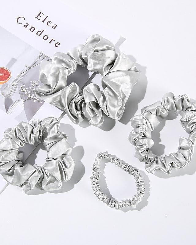 22 Momme Silk Hair Scrunchies 4PCS, Grey