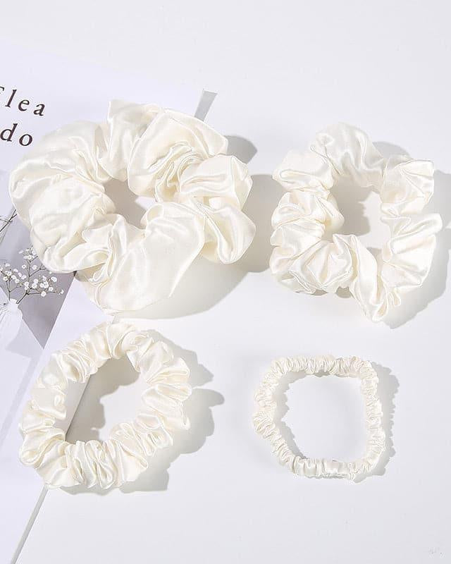 22 Momme Silk Hair Scrunchies 4PCS, Ivory