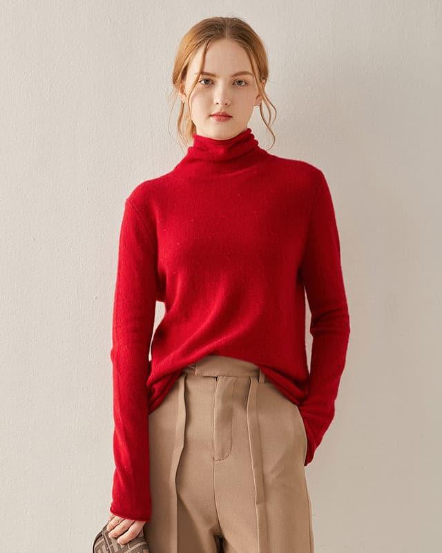 Soft Thin Knit Cashmere Sweater Red