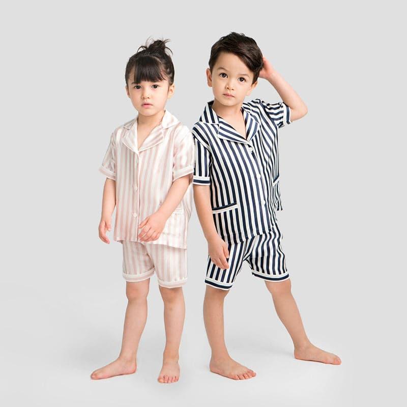 Stripe Kids Silk Pajama Short Set - DAISYSILK