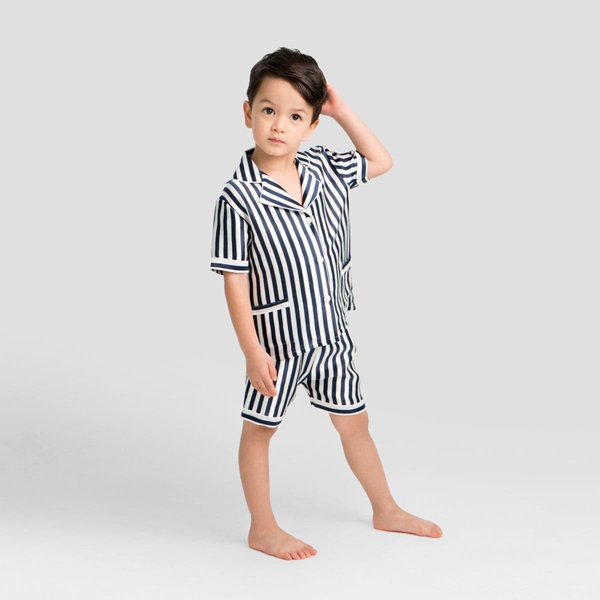 Stripe Kids Silk Pajama Short Set - DAISYSILK