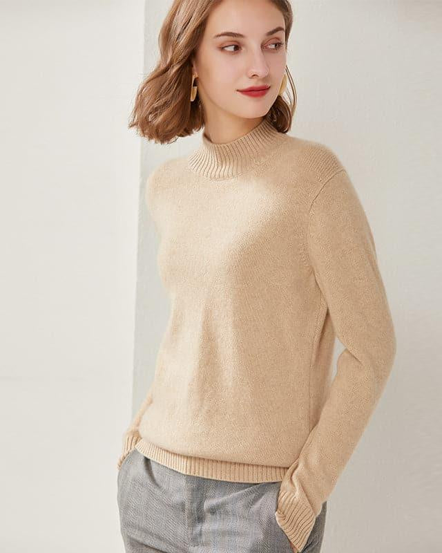Women's Mock Neck Cashmere Sweater - DAISYSILK