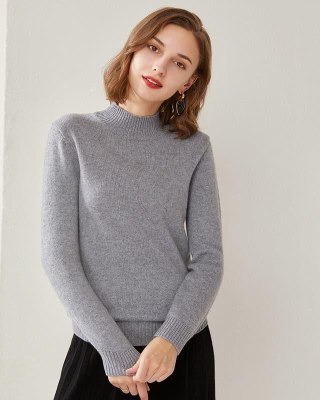 Women's Mock Neck Cashmere Sweater - DAISYSILK