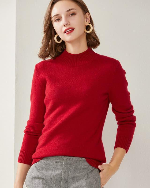 Women's Mock Neck Cashmere Sweater - DAISYSILK