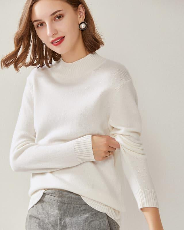 Women's Mock Neck Cashmere Sweater - DAISYSILK