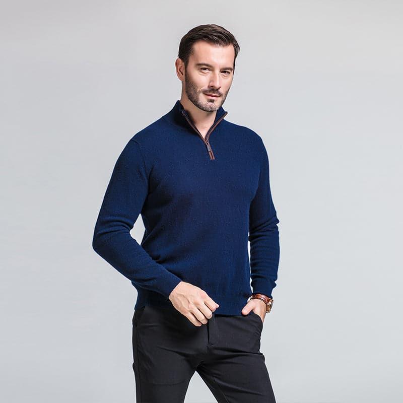 Men's Cashmere Quarter Zip Pullover - DAISYSILK