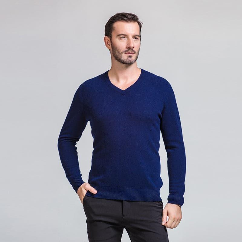 Men's V Neck Cashmere Sweater - DAISYSILK