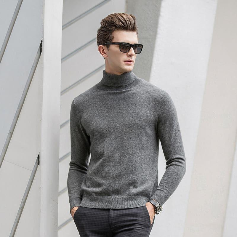 Men's Cashmere Turtleneck Sweater - DAISYSILK