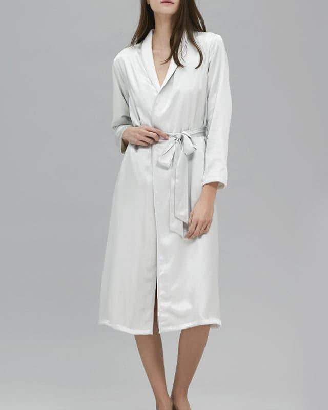 Silk and Velvet Reversible Robe for Winter Ivory