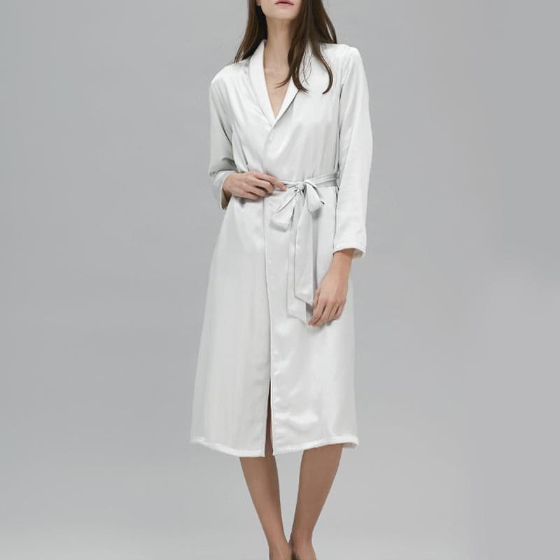 Silk and Velvet Reversible Robe for Winter Ivory