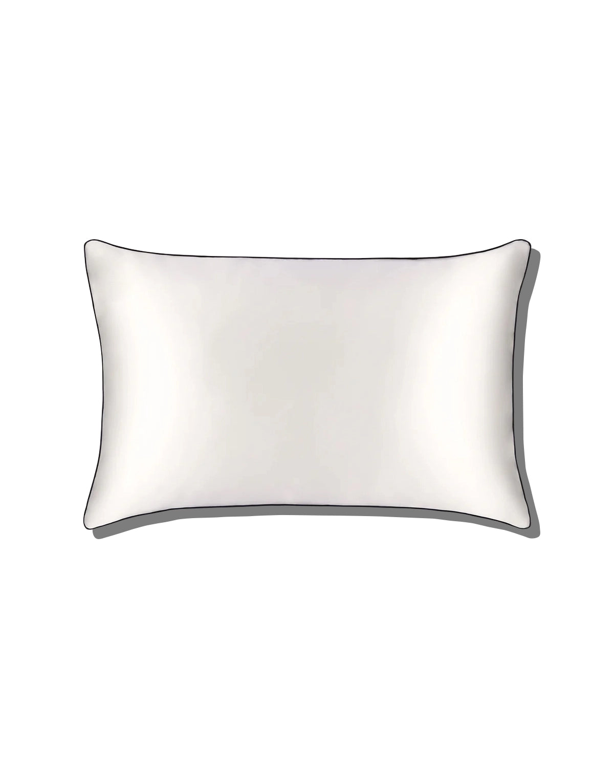 19 Momme Pure Silk Piping Pillowcase, White
