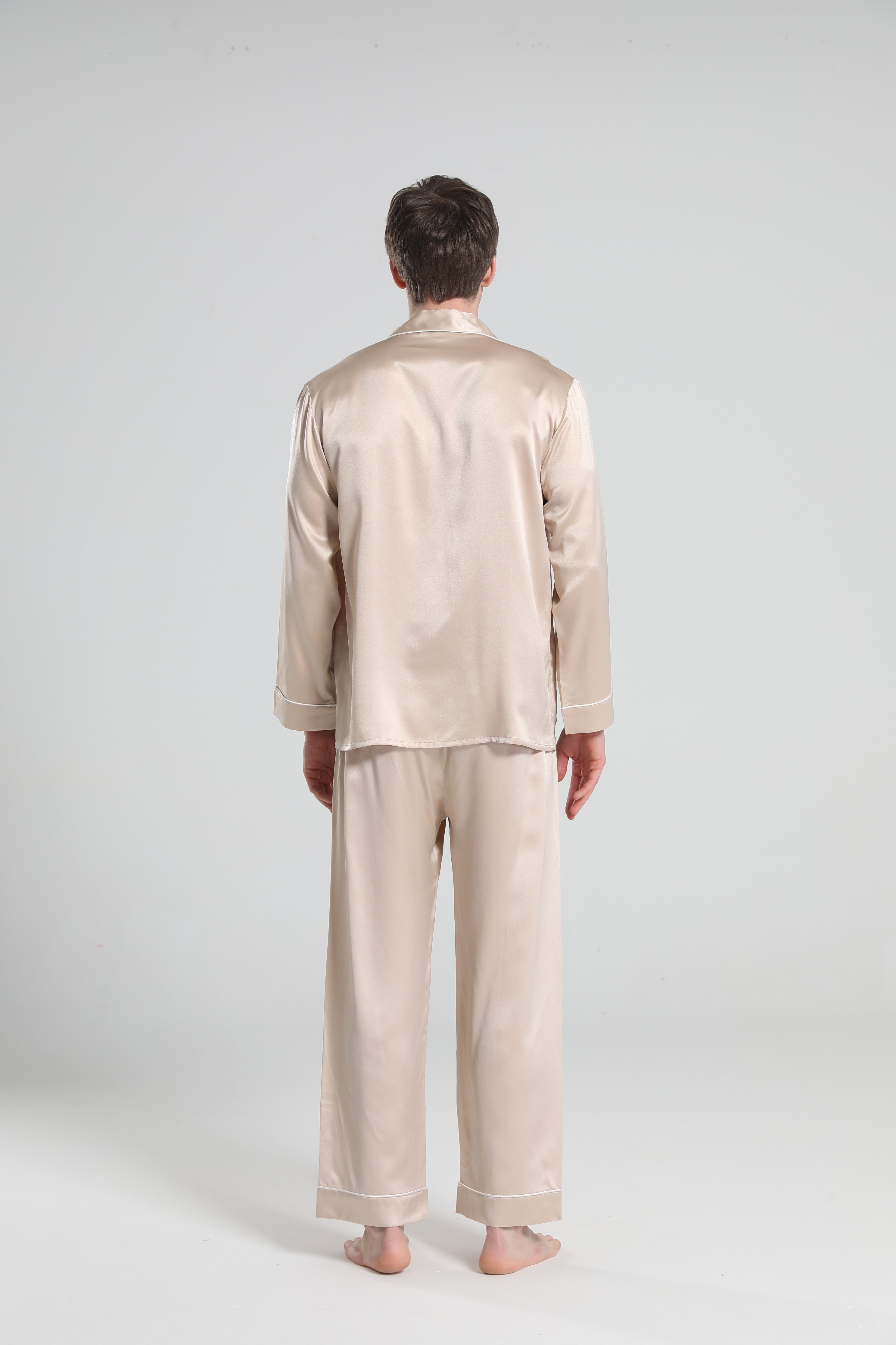 22 Momme Piping Silk Pajamas Set For Men - DAISYSILK