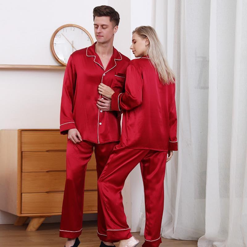 Classic Long Silk Pajamas for Couple - DAISYSILK