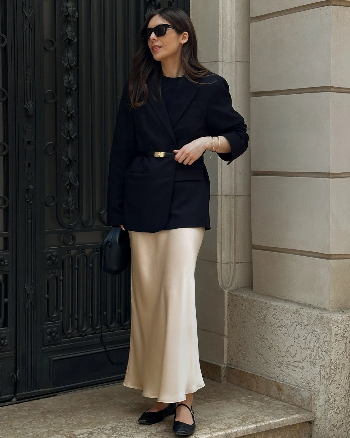 22 Momme Silk Maxi Skirt, Champagne