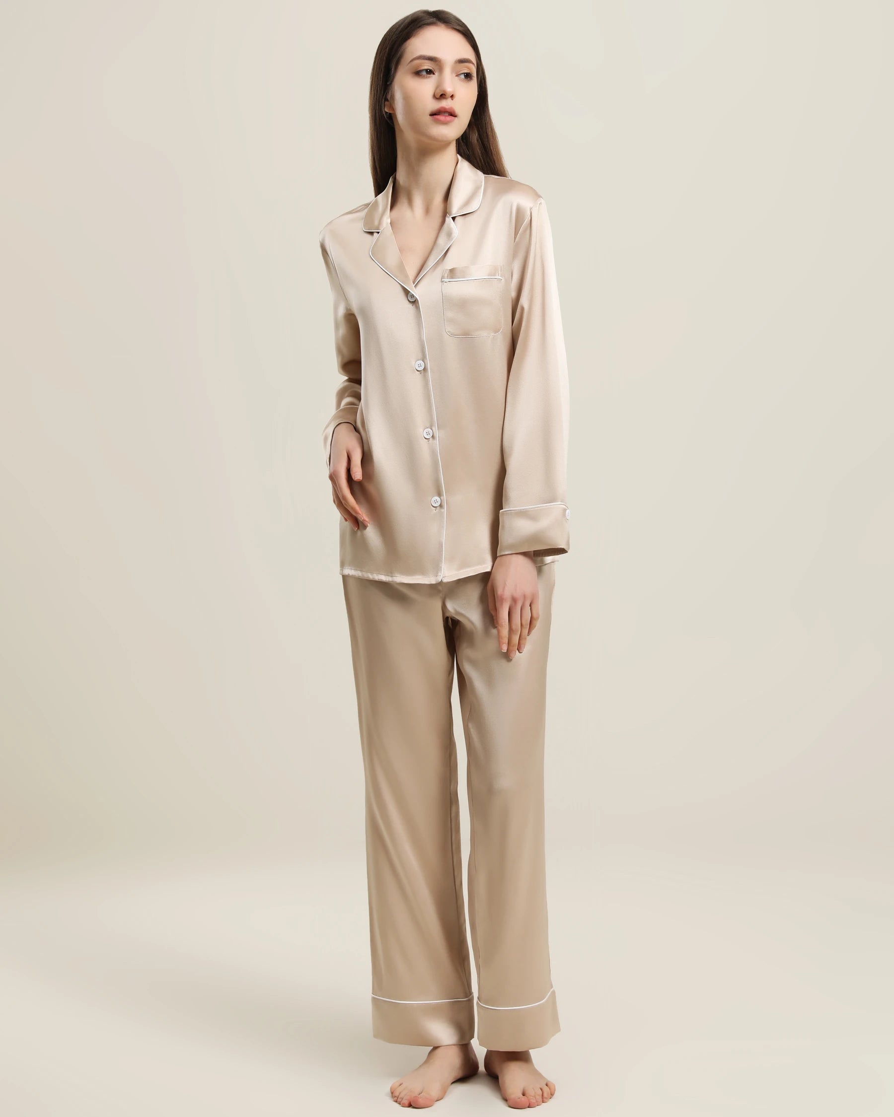 22 Momme Classic Silk Pajamas Set Champagne