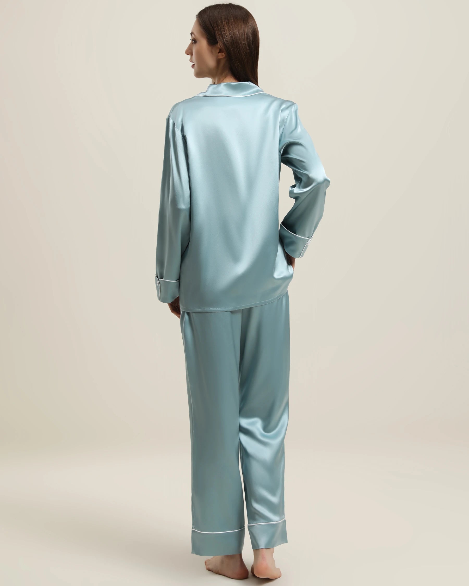 22 Momme Classic Silk Pajamas Set Haze Blue