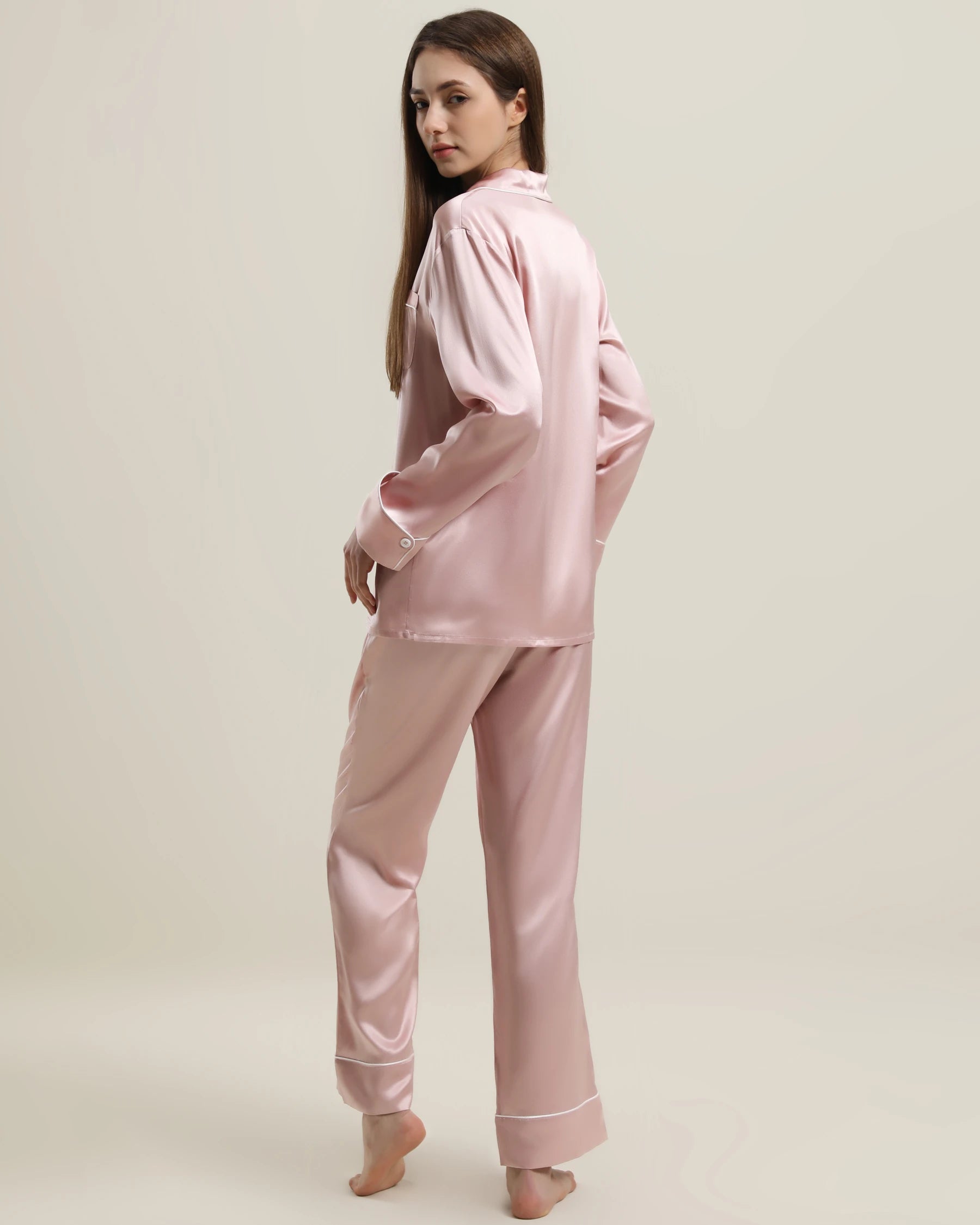 22 Momme Classic Silk Pajamas Set Rose Pink