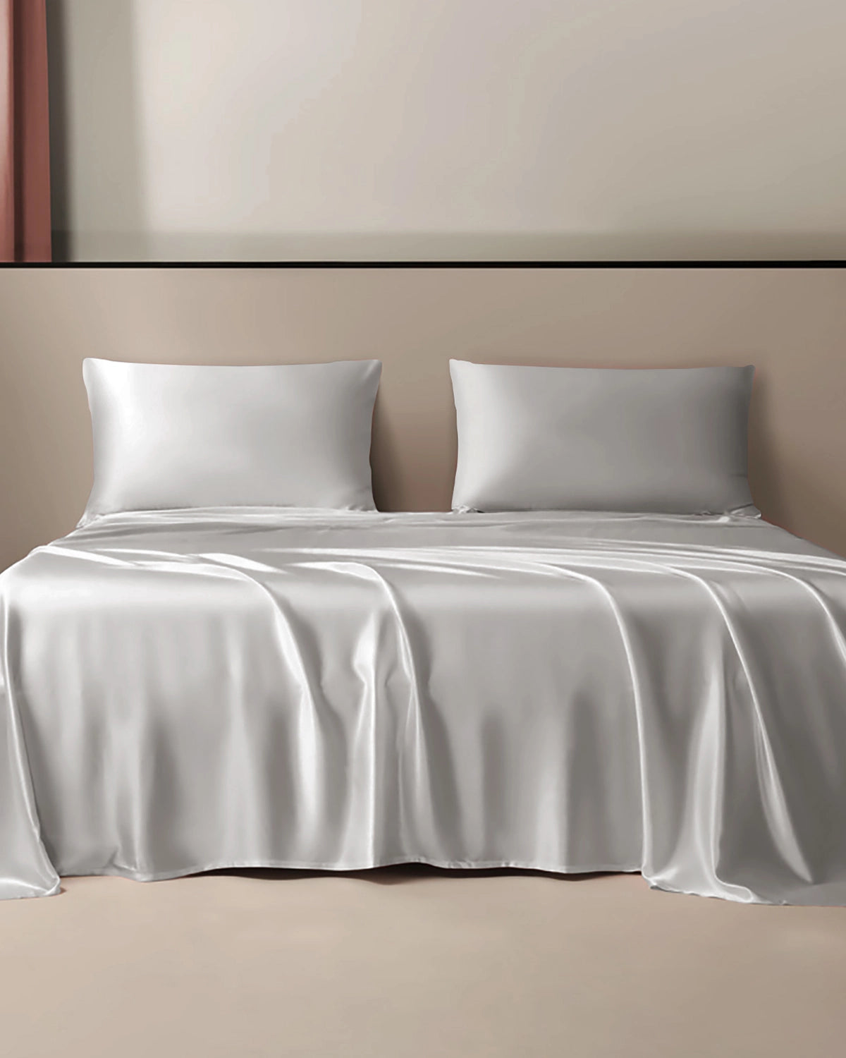 22 Momme 3PCS Silk Flat Sheet Set, Silver Grey