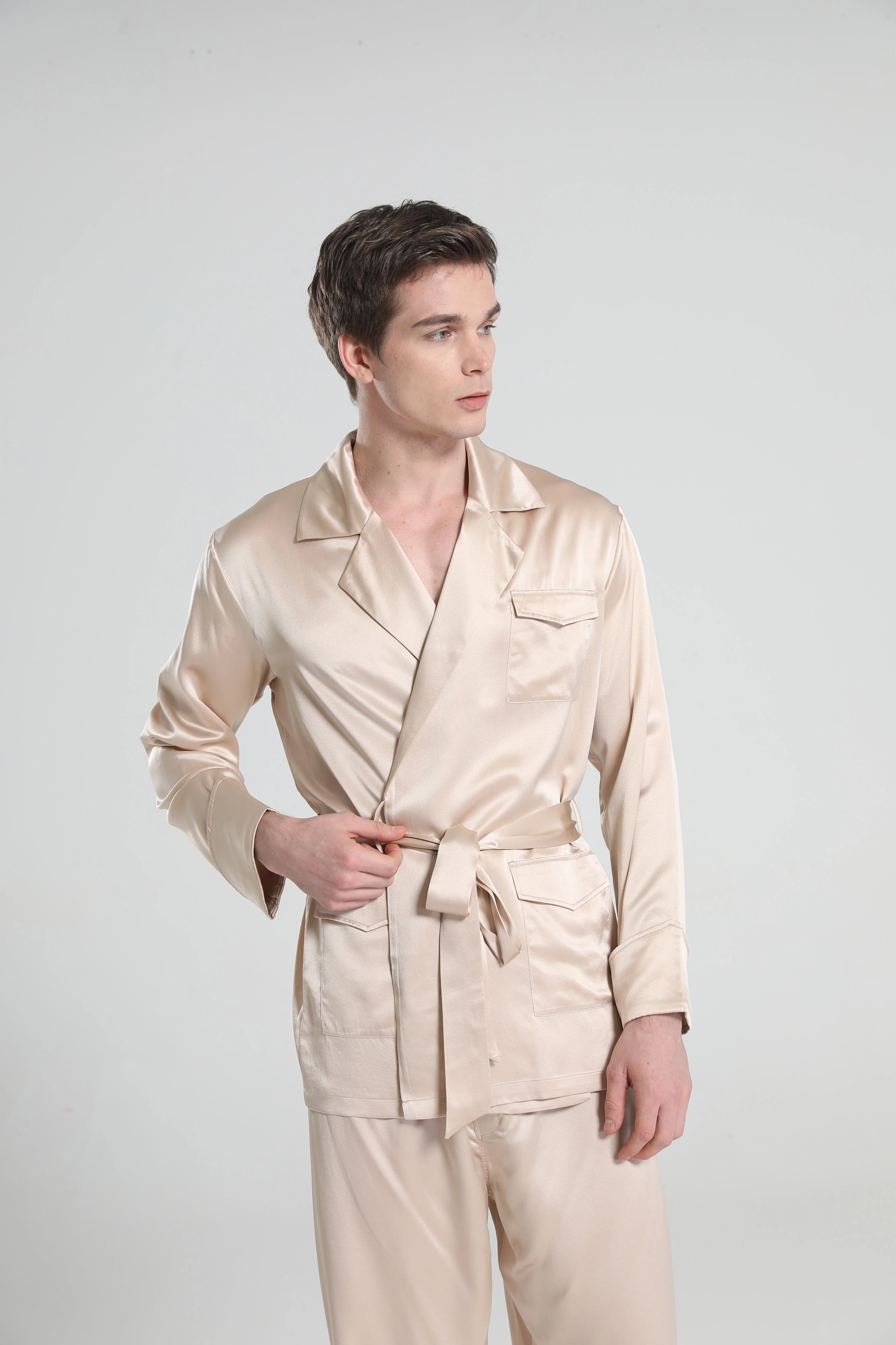 22 Momme Silk Pajamas for Men, Champagne