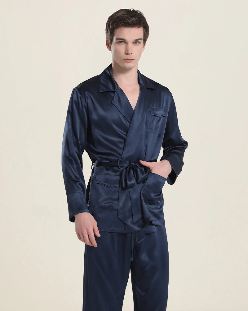 22 Momme Silk Pajamas for Men, Navy