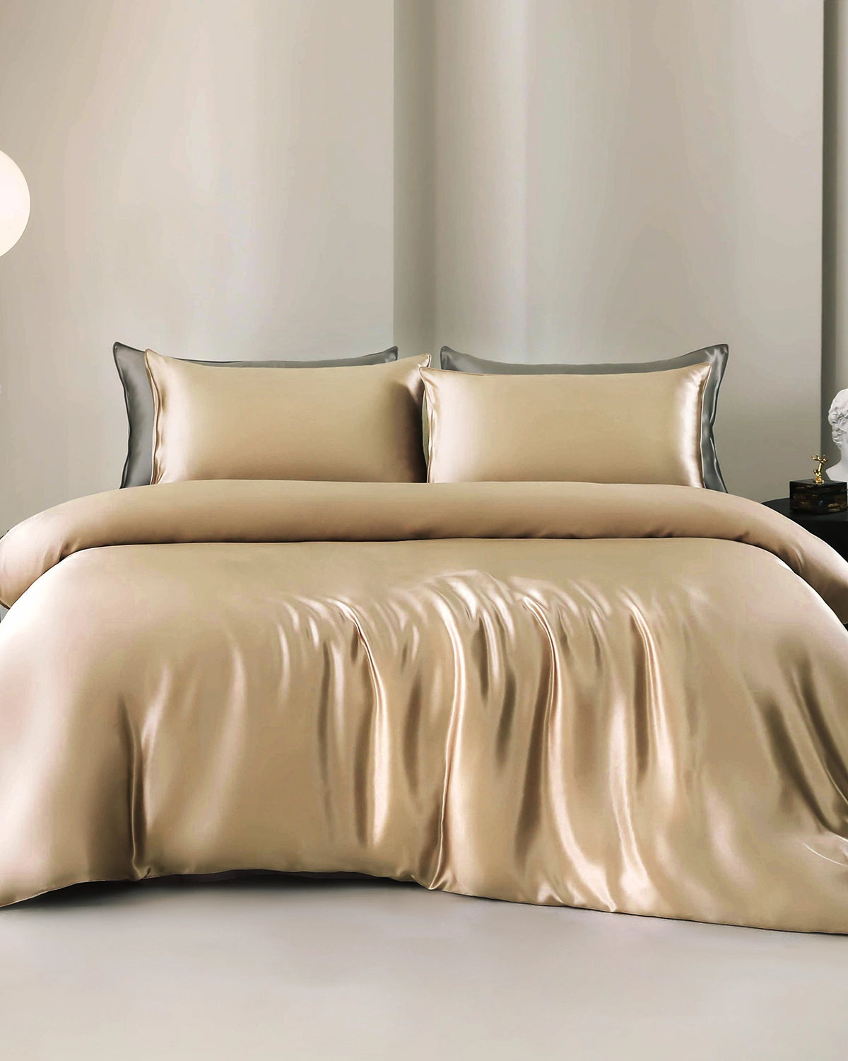 25 Momme 4PCS Silk Duvet Cover and Flat Sheet Set, Champagne