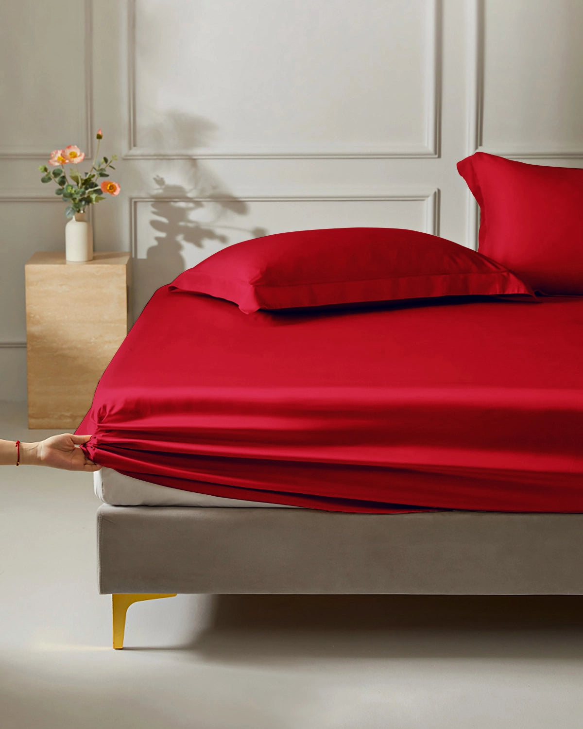 25 Momme Silk Fitted Sheet, Burgundy