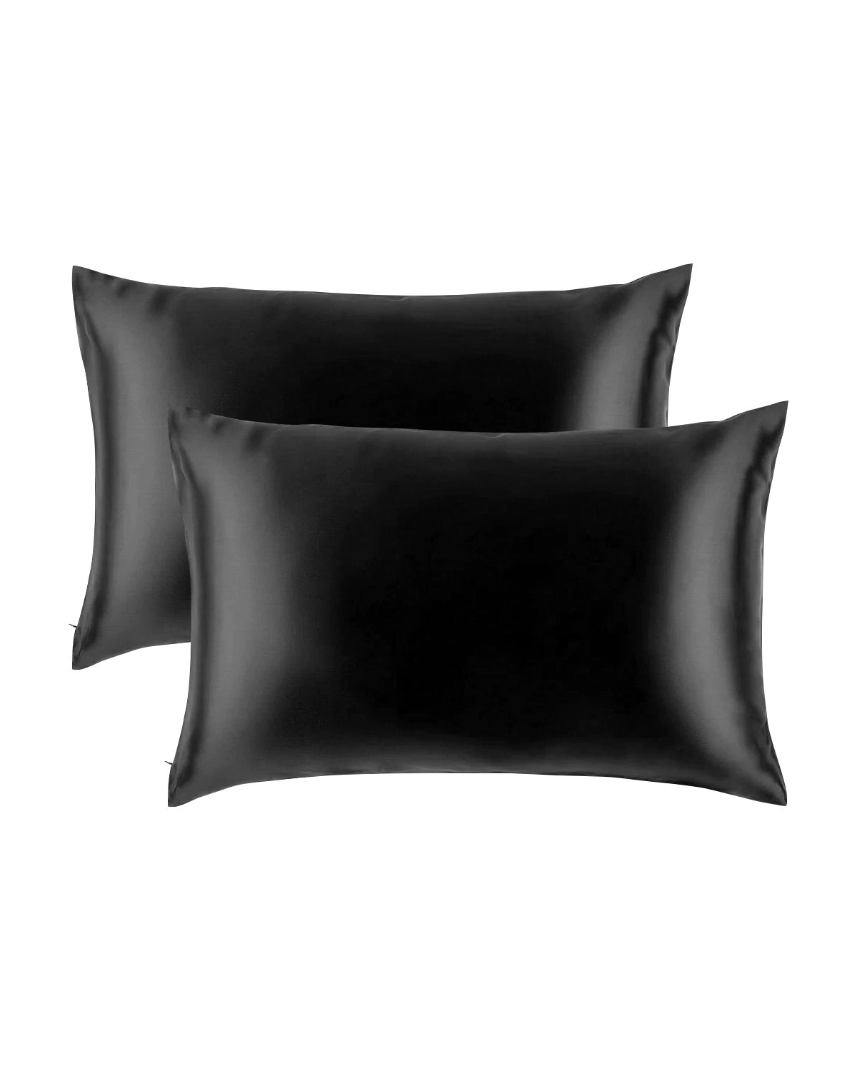 2PCS 19 Momme Silk Hidden Zipper Pillowcases, Black