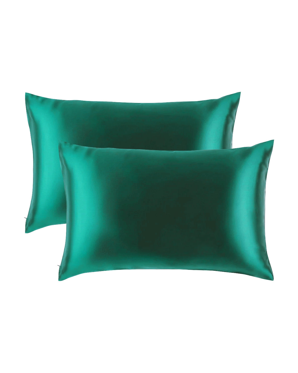 2PCS 19 Momme Silk Hidden Zipper Pillowcases, Dark Green