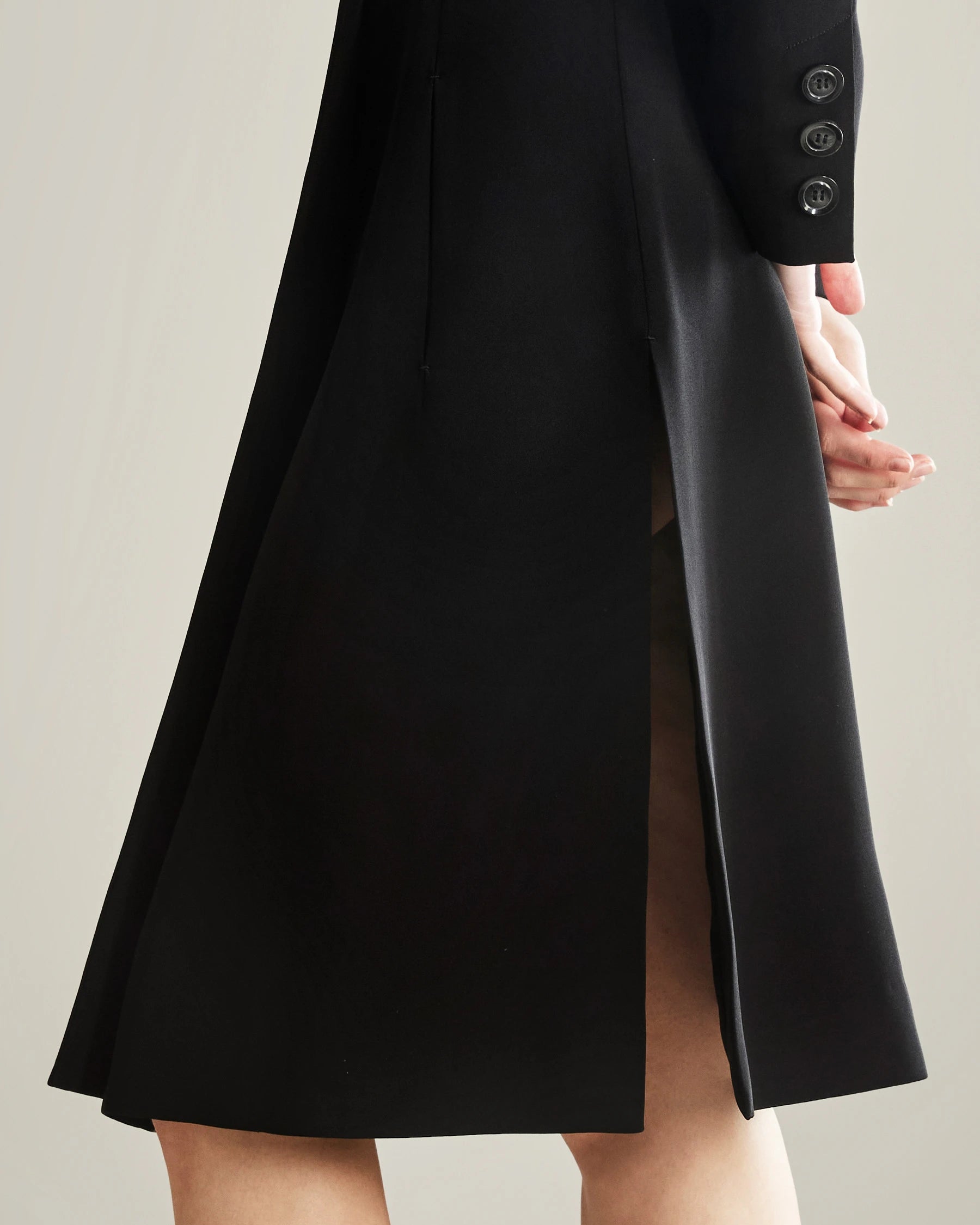 40 Momme Double-Breasted Silk Dress, Black