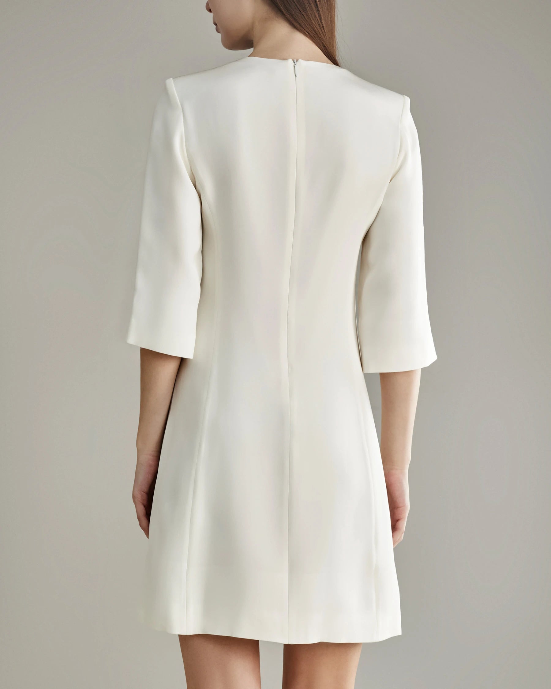 40 Momme Knee-length Silk Dress, Cream