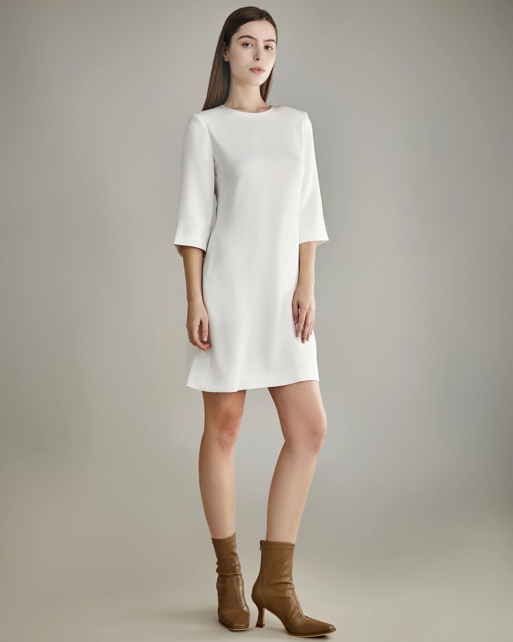 40 Momme Knee-length Silk Dress, White