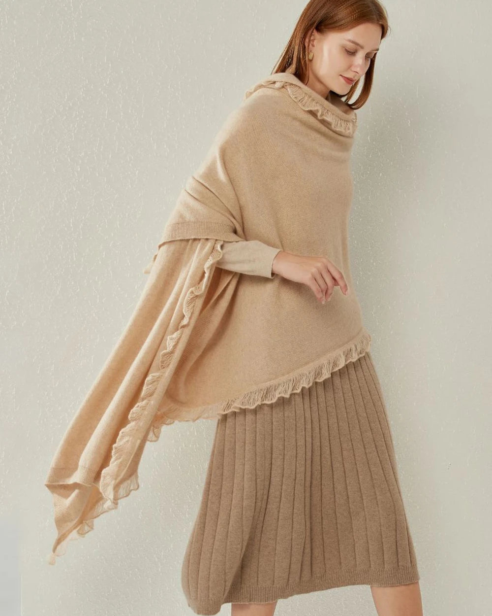 Cashmere Tippet Scarf, Beige