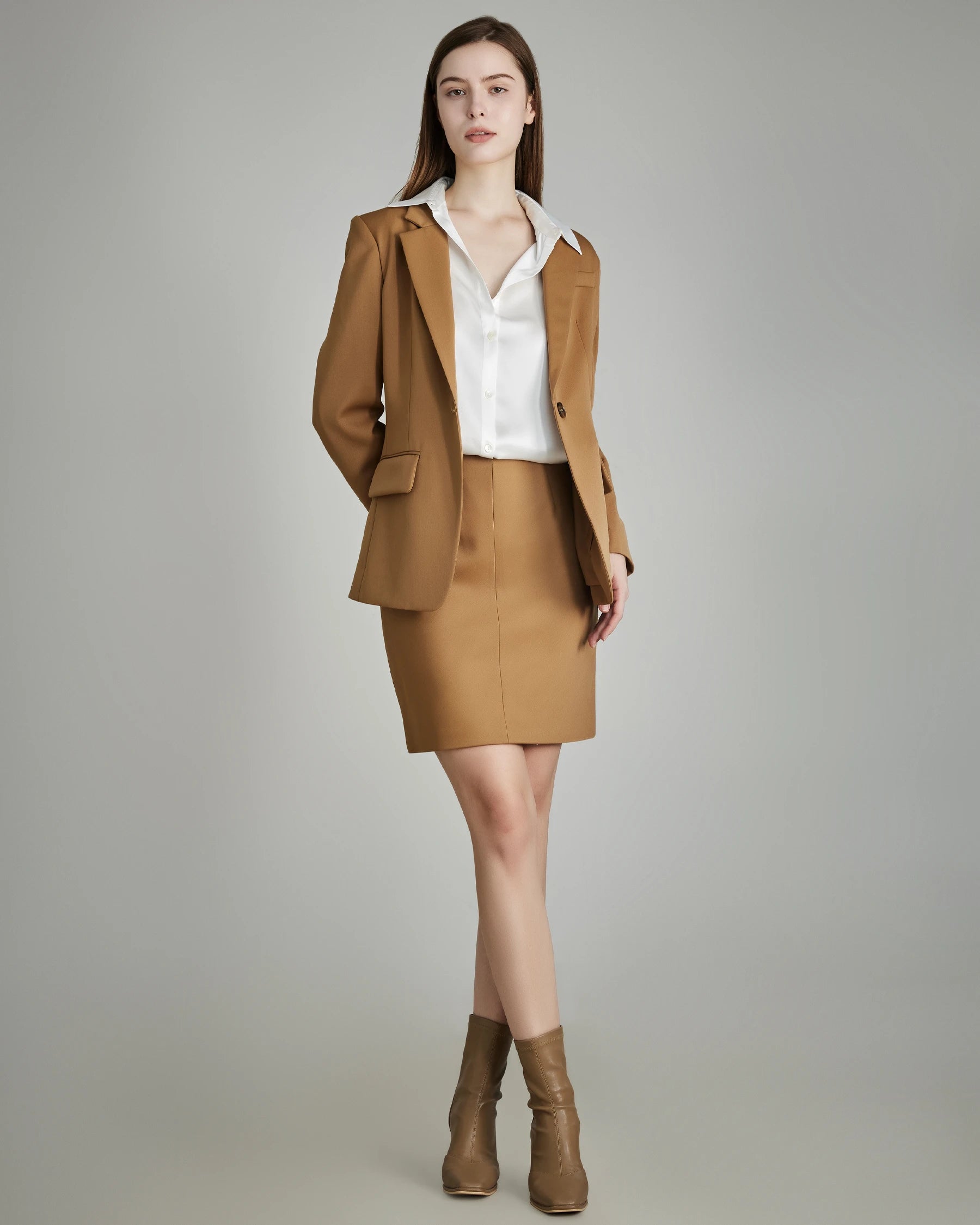 Classic Wool Mini Skirt, Camel