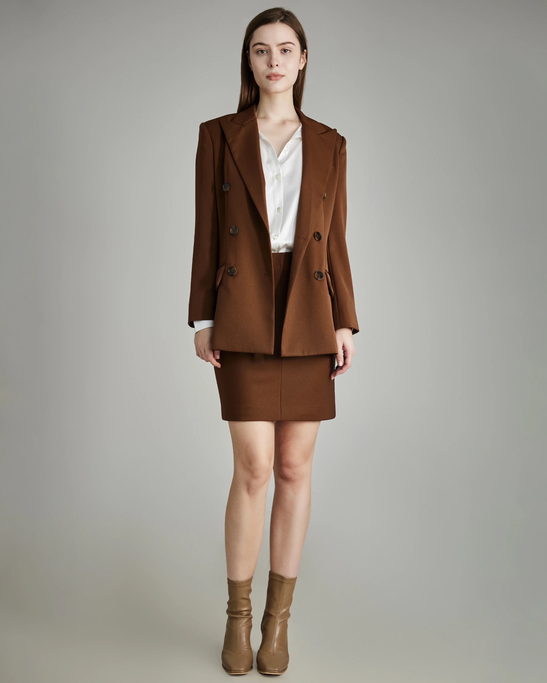 Classic Wool Mini Skirt, Caramel