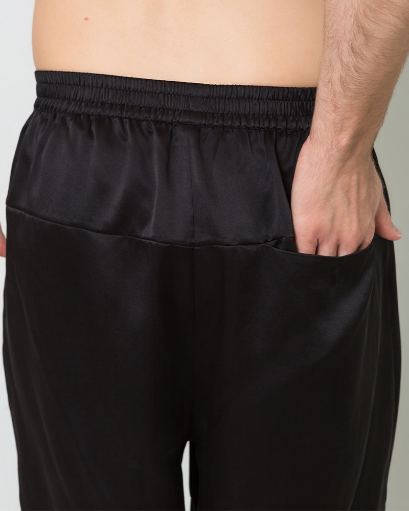 Comfortable Silk Luxury Men Shorts, Black