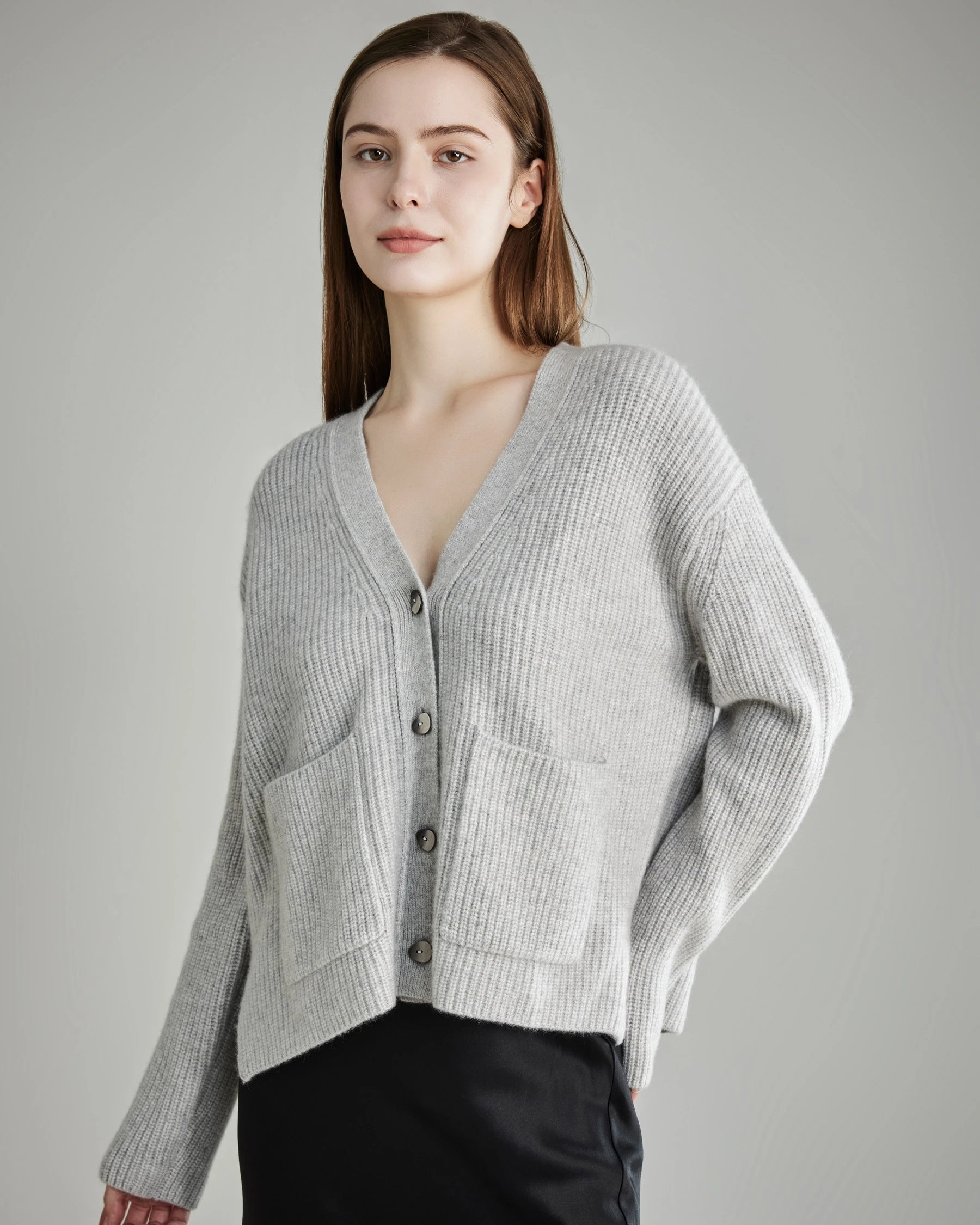 Cozy Cashmere Cardigan with Pockets, Grey