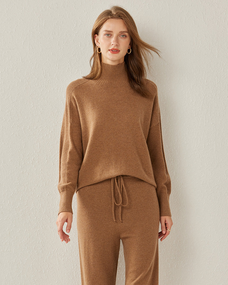 Turtleneck Oversized Cashmere Sweater - DAISYSILK