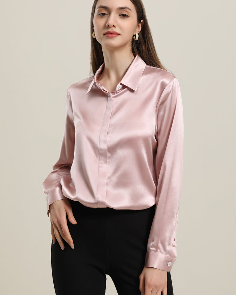 Basic Concealed Silk Shirt