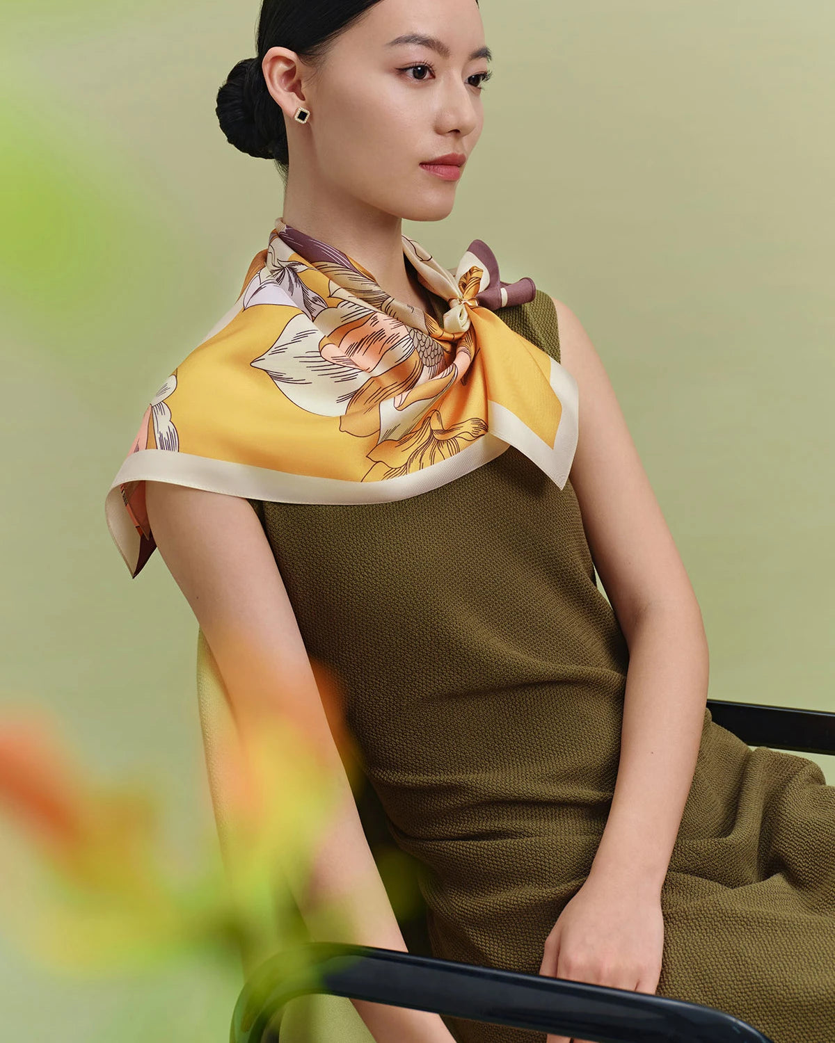 Flowers Print Silk Shawl Scarf - DAISYSILK