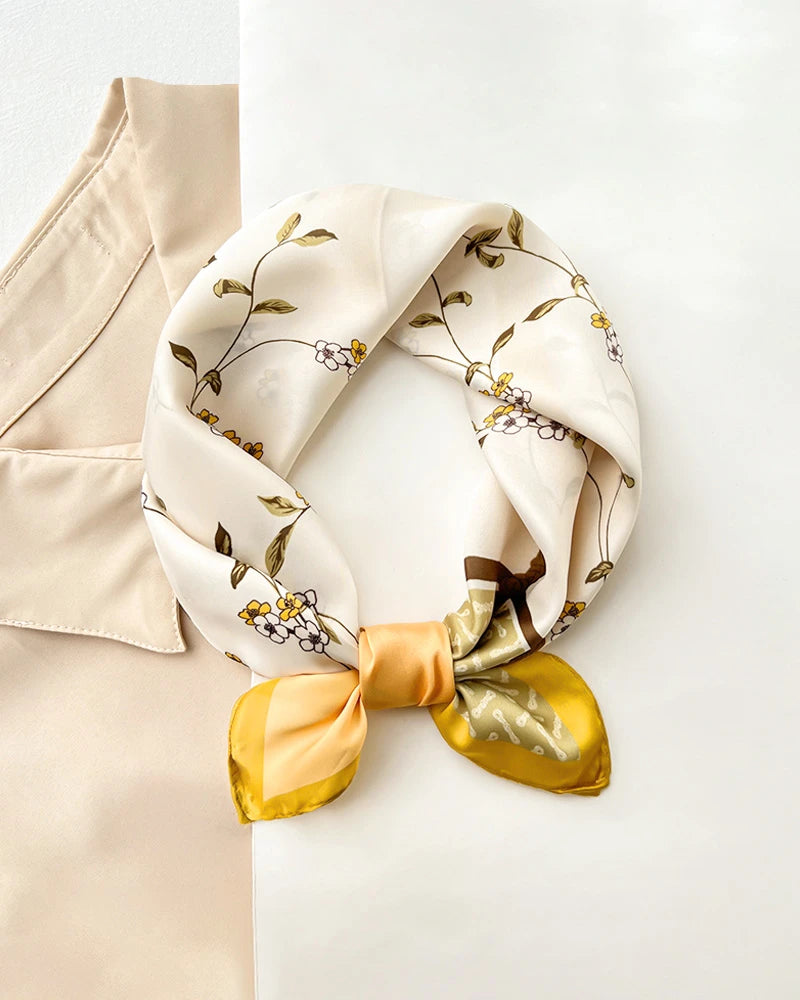 Delicate Floral Pure Silk Square Scarf - DAISYSILK