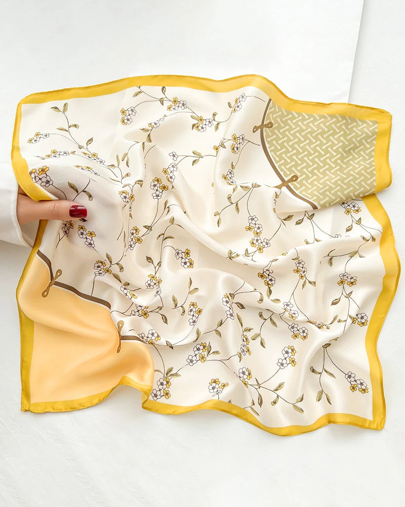 Delicate Floral Pure Silk Square Scarf - DAISYSILK