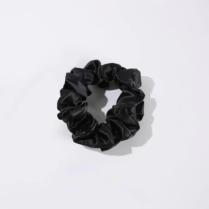 3.5 CM Midi Silk Scrunchies, Black